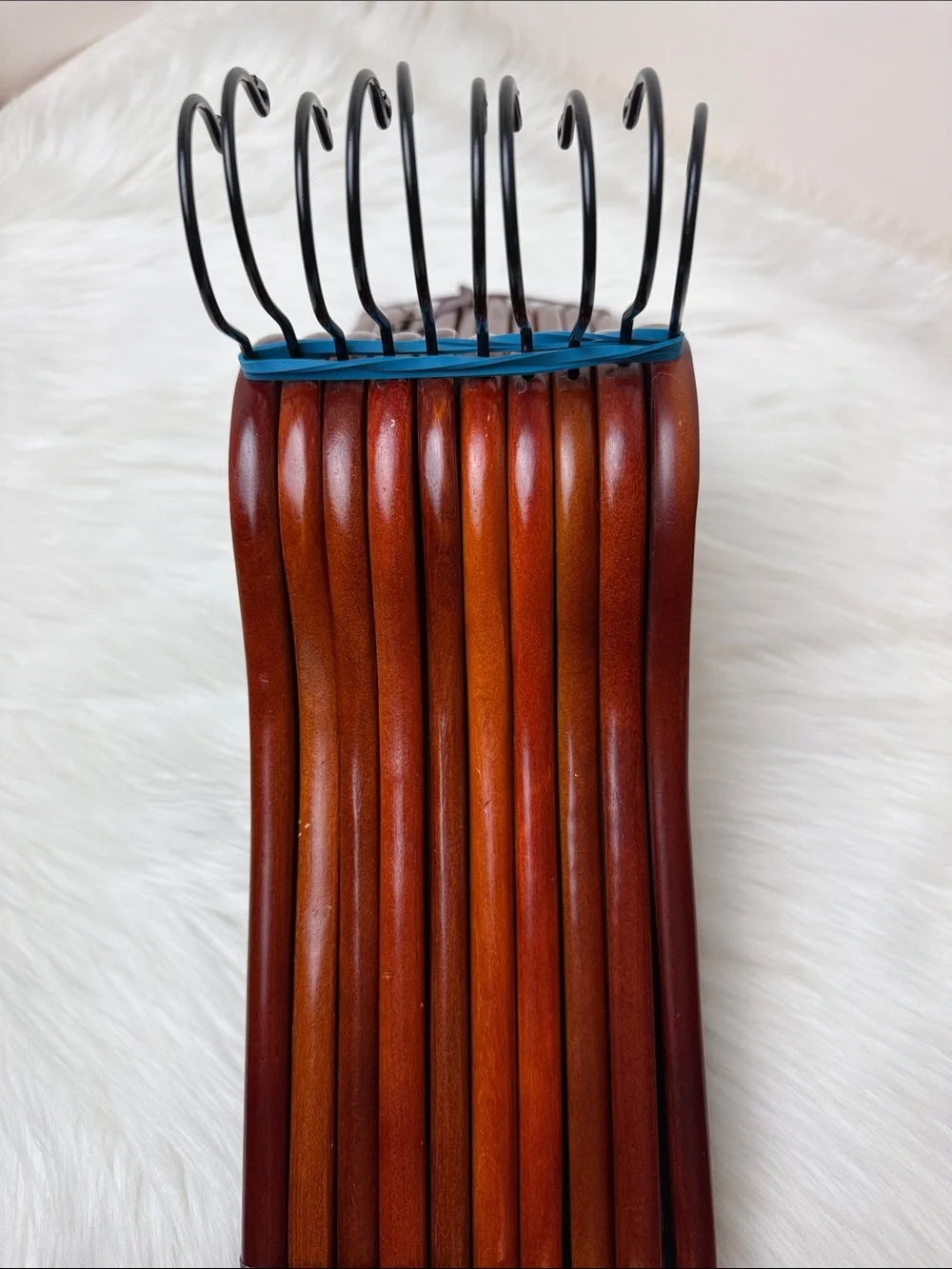Brookstone Premium Wooden Hangers with Bar in Mahogany  - Set of 10